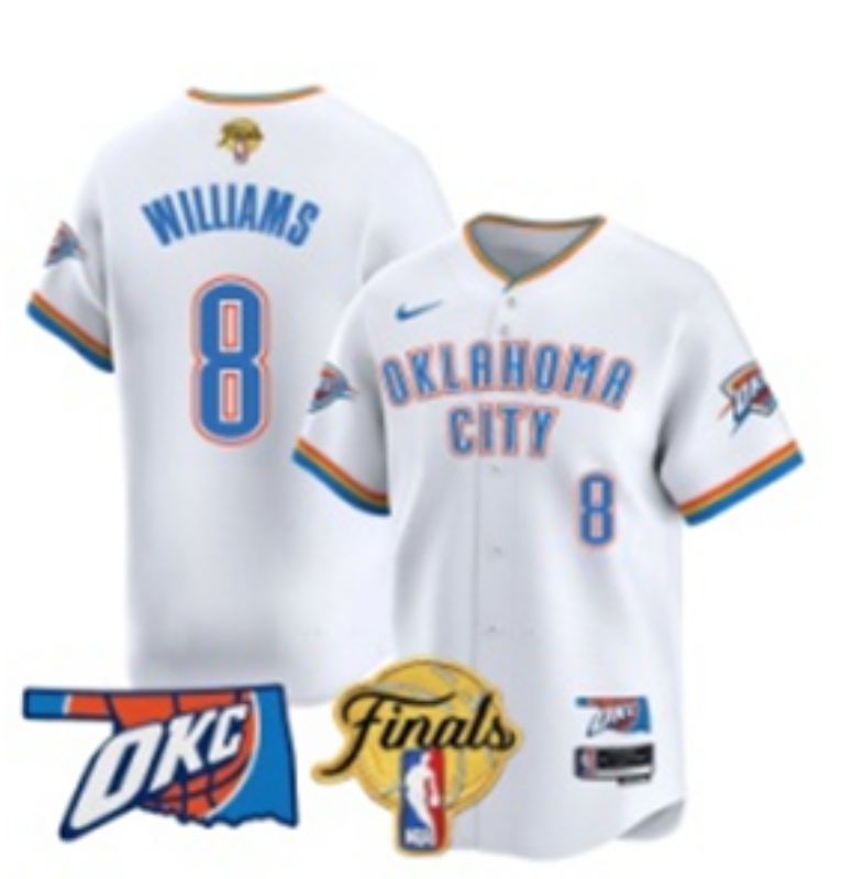 Men 2025 Oklahoma City Thunder #8 Williams White Nike Joint Name NBA Jersey style 3